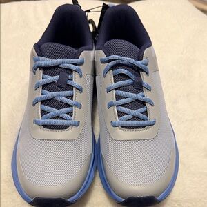 Athletic Works Woman’s Light Gray and Blue Casual Mesh Sneakers